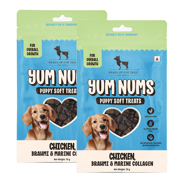 HUFT Yum Nums Chicken Brahmi and Marine Collagen Grain Free Soft Treats for Puppys