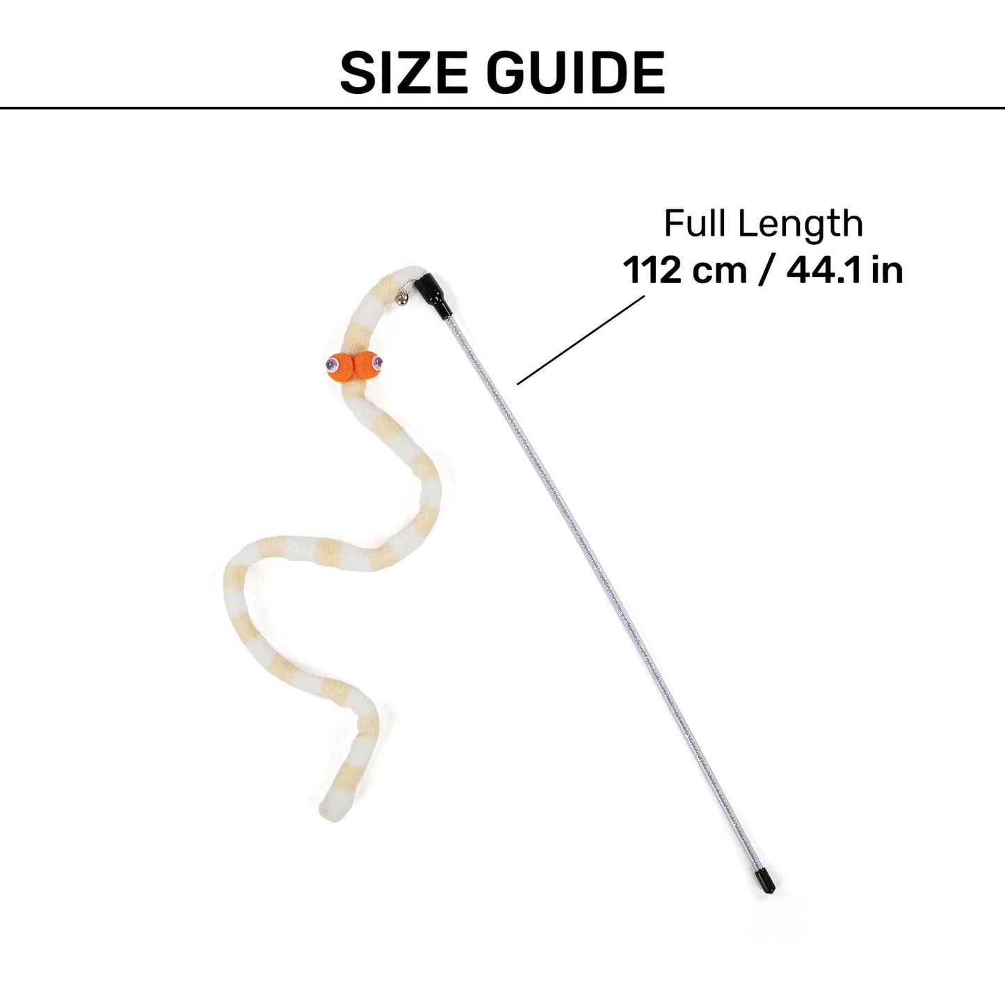 Wiggly Worm Wand Toy For Cat - Yellow & White