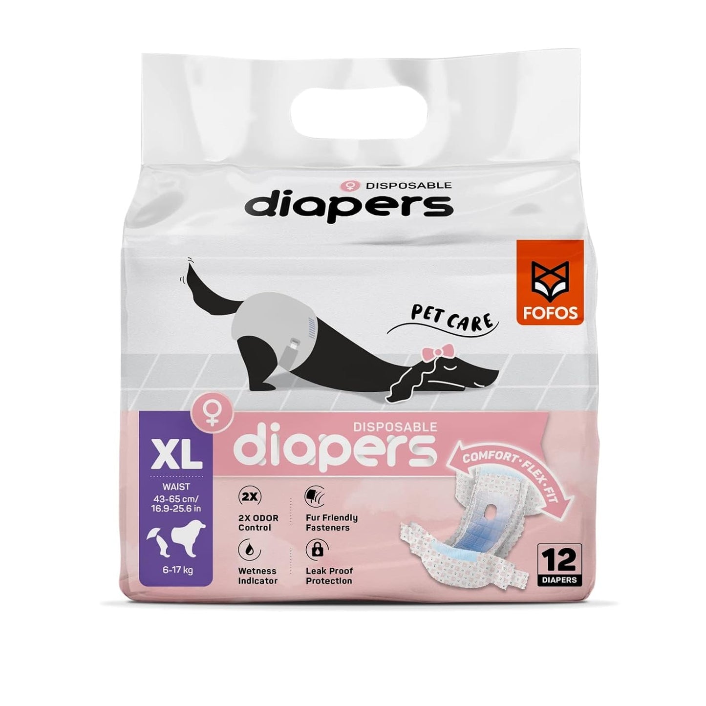 Fofos Disposable Dog Diapers (14 Pcs) | Female Dog Diapers Ultra Protection | Diapers for Dogs in Heat, Excitable Urination or Incontinence