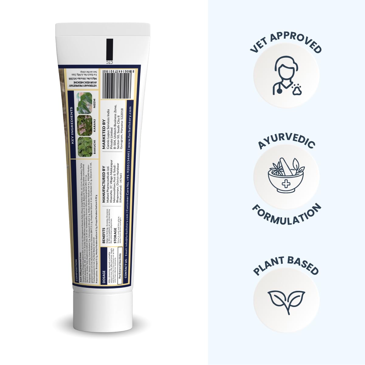 FUR BALL STORY Infection Dogs & Cats |Heal Pet 60g Ayurvedic Creams | Vet Recommended | Fights Skin Infections, Heals Wounds, Reduces Itching & Inflammation
