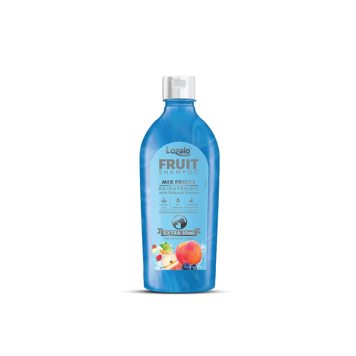 Lozalo Fruit Pet Shampoo 200 ml, Mix Fruit, pH Balanced, Paraben Free Conditioning Shampoo for Dogs & Cats of All Breeds,Natural Brightening Pet Shampoo Made with Shikakai Extract & Mix Fruit