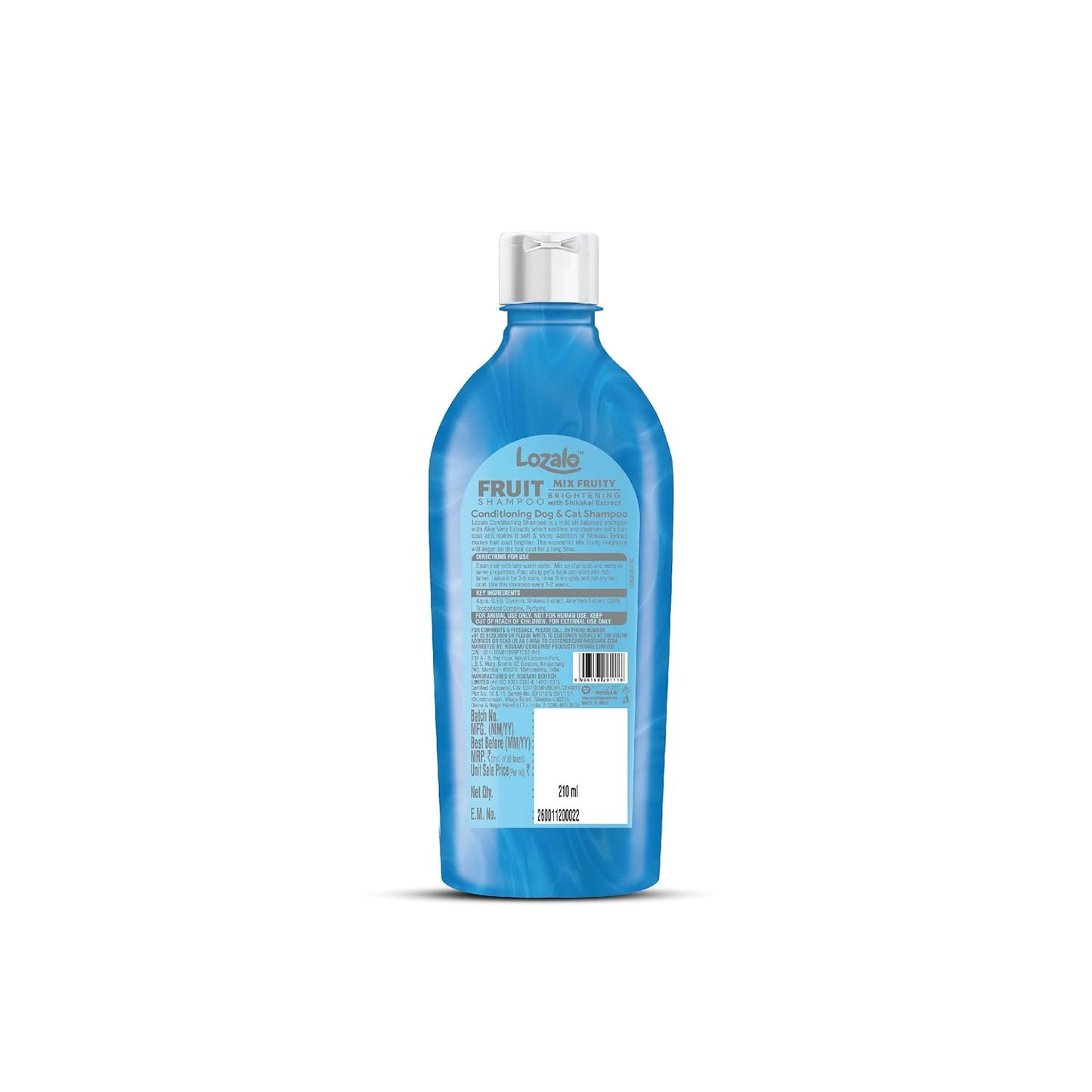 Lozalo Fruit Pet Shampoo 200 ml, Mix Fruit, pH Balanced, Paraben Free Conditioning Shampoo for Dogs & Cats of All Breeds,Natural Brightening Pet Shampoo Made with Shikakai Extract & Mix Fruit