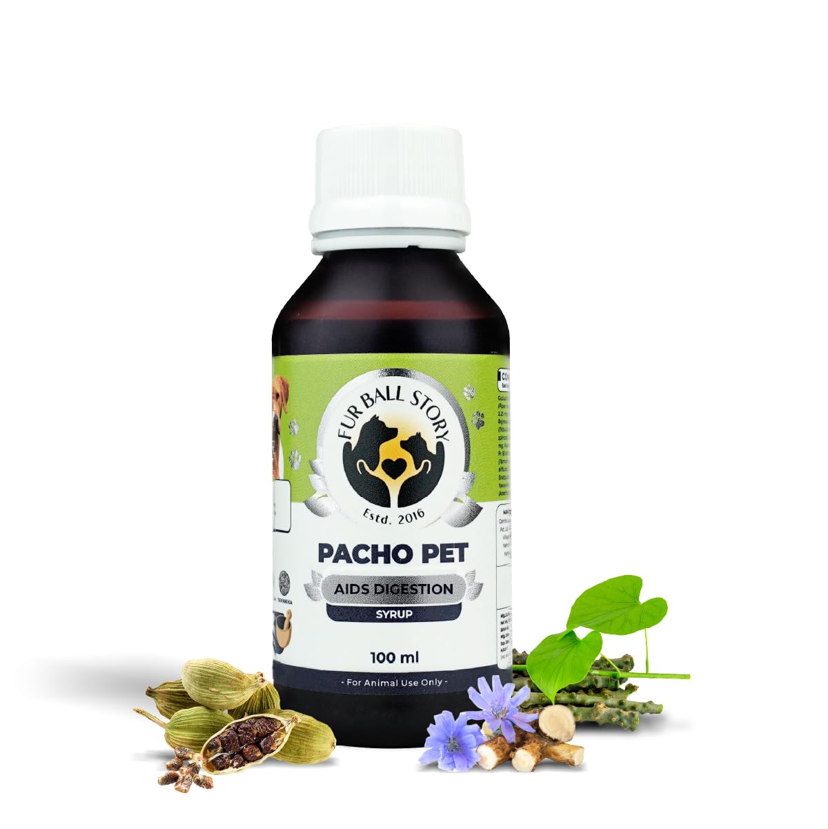 FUR BALL STORY Pacho Pet Digestive Syrup for Dogs & Cats | Ayurvedic Pet Digestive Medicine | Relieves Indigestion, Promotes Gut Health