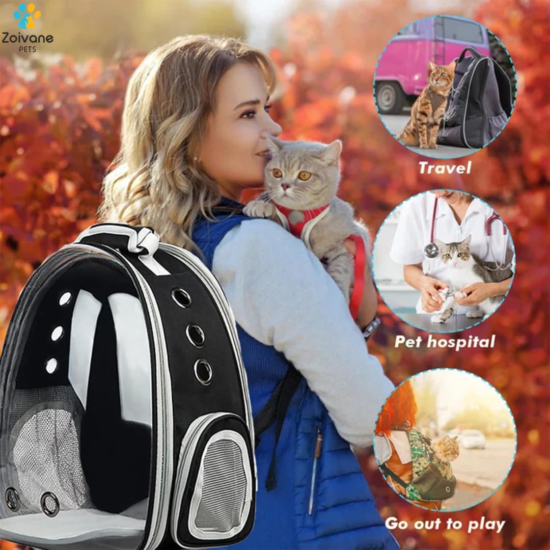 Transparent Cat Carrier Backpack (Medium) | Breathable, Ventilated, Airline-Approved Pet Travel Bag for Cats & Small Dogs | Sturdy & Comfortable for Hiking & Travel