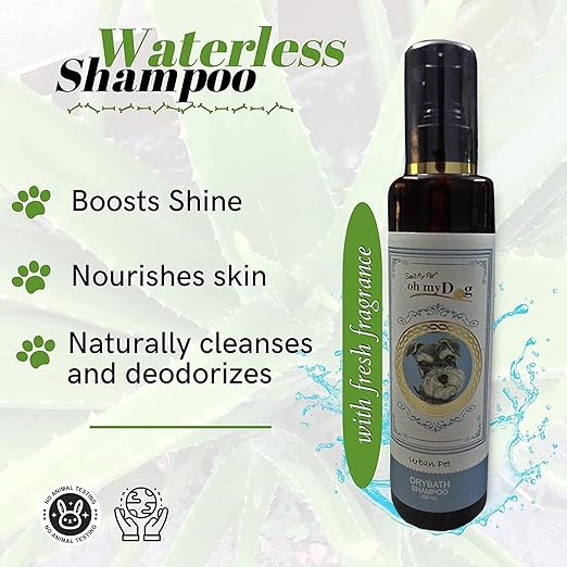Oh My Dog Urban Pet, Pet Dry Bath Shampoo for Dogs, Puppies, Cats and Kittens for All Coat Types with Natural Active 200ml