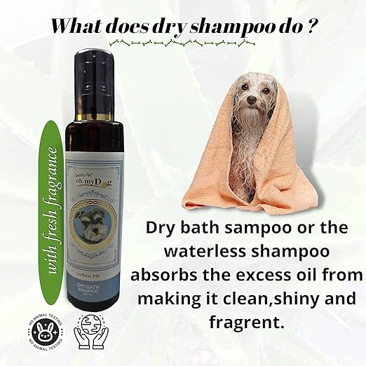 Oh My Dog Urban Pet, Pet Dry Bath Shampoo for Dogs, Puppies, Cats and Kittens for All Coat Types with Natural Active 200ml