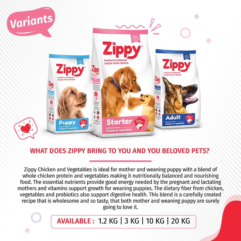 Zippy Starter Dry Dog Food | Pregnant Mother & Weaning Puppy, Real Chicken & Vegetables, Nutritionally Balanced Dog Food