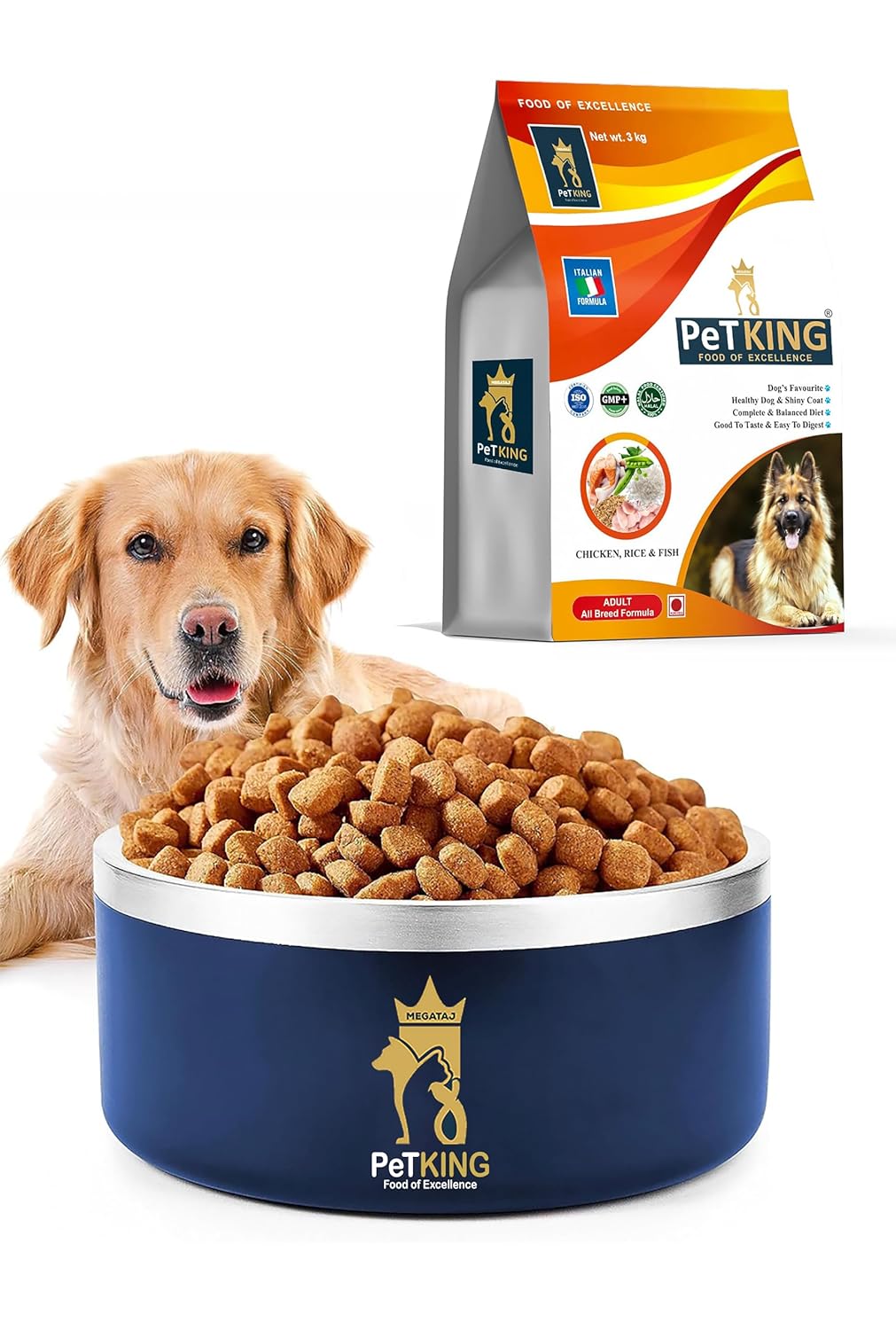 PeTKING Adult Dog Food | Italian Formula Chicken Rice and Fish Flavour All Breed Premium Pet Food Complete Balanced Diet Rich in Protein Antioxidants Fibre Prebiotics