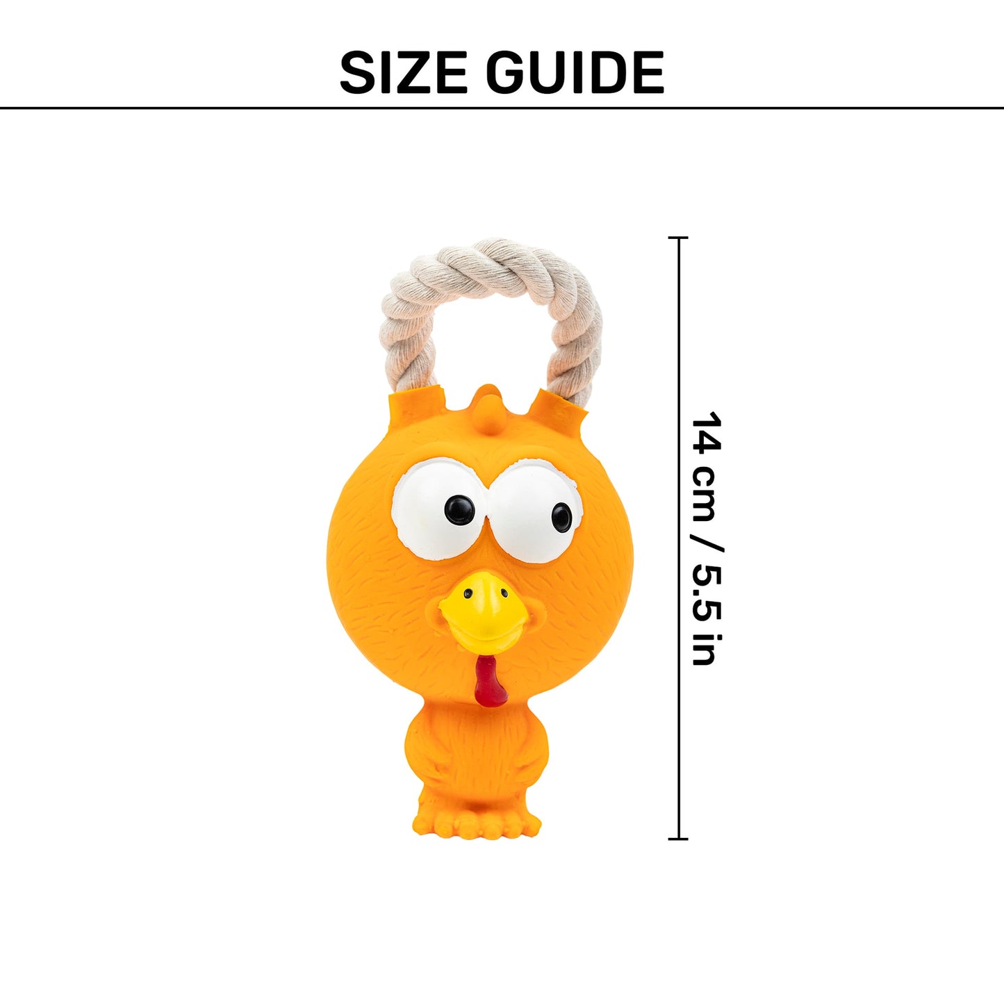 Henry Bird Squeaky Chew Toy For Dog - Orange With Squeaker