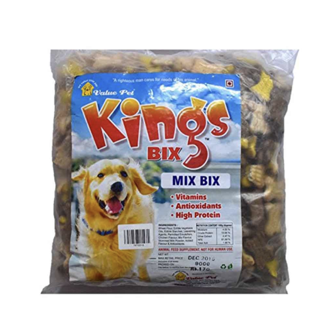 King`s Mix Bix Biscuits Crunchy & Healthy Treats for All Breeds Dogs Nutrient-Rich Snacks with Calcium & Protein Perfect Training Reward 900g