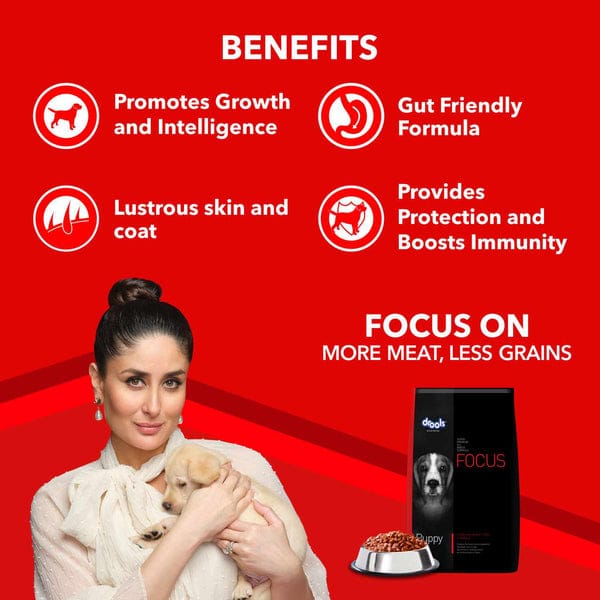 Drools Focus Super Premi puppy Dog Dry Food | Corn & Wheat Free Formula