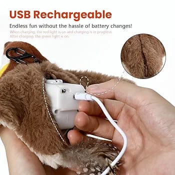 Cat Toys, Rechargeable Chirping Flapping Bird(no Flying) with Catnip for Indoor Cats, Touch Activated, Plush Kitten Exercise Toys (Brown Sparrow)