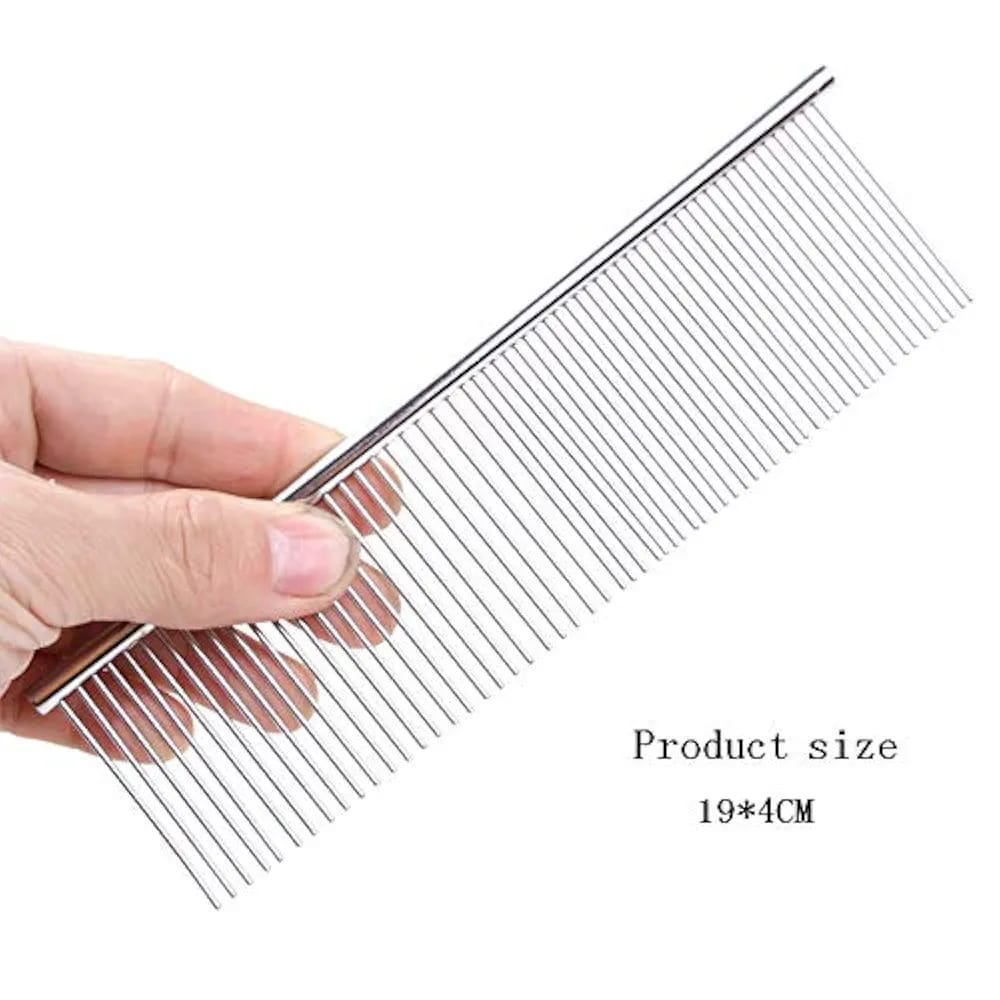 Professional Rounded Teeth Stainless Steel Needles (Flat Comb, Small) Pet Hair Grooming comfortable Comb Suitable for Dogs, Puppies, Rabbits, and Cats