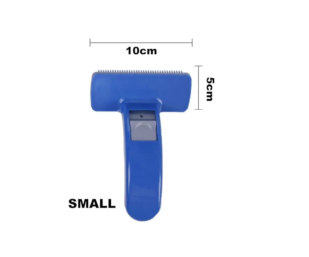 Grooming Slicker - (Blue Slicker) | Dogs, Cats, Rabbit & Goat | Long & Short Hair | Shedding Massage Brush | Rectangle Head & Curved Handle Self-Cleaning Pet Comb