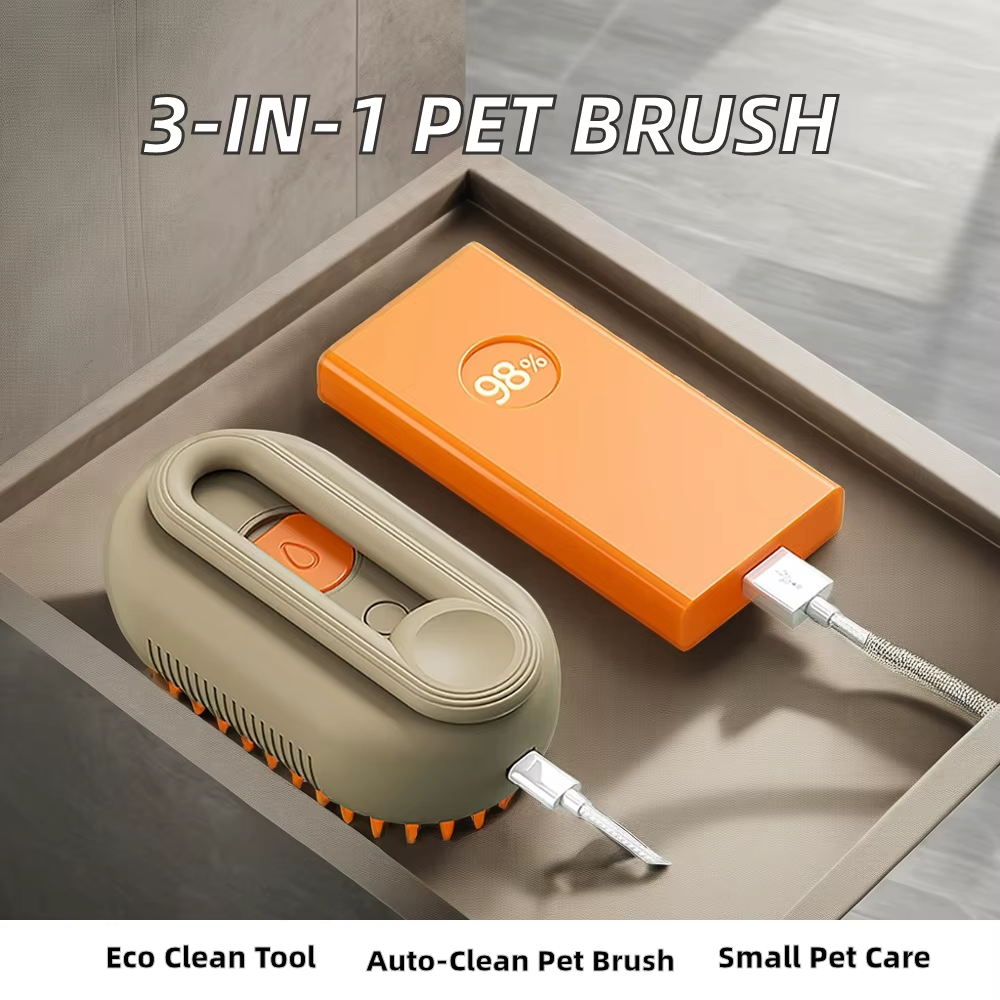 Steam Brush for Dog Cat Steam Brush 3 in 1 Water Brush for Dogs Silicone Massage Dog Comb Electric Multifunctional Water Brush Spa for Dogs USB Rechargeable Steamy Brush for Pet