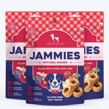 Heads Up For Tails Jammies - Chicken Filled With Mixed Fruit Jam Dog Treats - 100 g