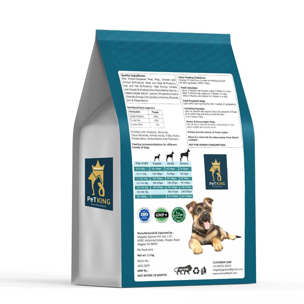 PeTKING Premium Quality Dogs Favourite Food For all Bread Dog || Rice, Chicken, Fish 1.2 kg Dry Young, New Born Dog Food