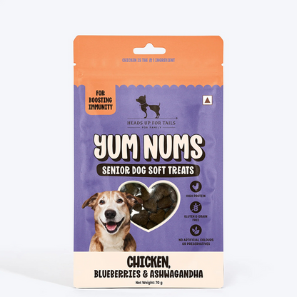 HUFT Yum Nums Grain Free Chicken, Blueberries & Ashwagandha Soft & Chewy Sticks Senior Dog Treats
