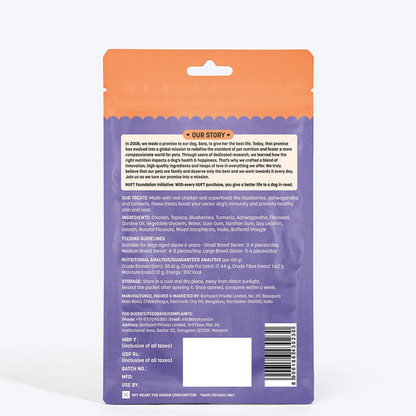 HUFT Yum Nums Grain Free Chicken, Blueberries & Ashwagandha Soft & Chewy Sticks Senior Dog Treats