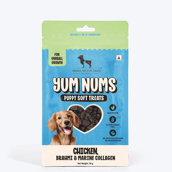 HUFT Yum Nums Chicken Brahmi and Marine Collagen Grain Free Soft Treats for Puppys