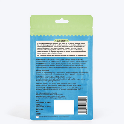 HUFT Yum Nums Chicken Brahmi and Marine Collagen Grain Free Soft Treats for Puppys