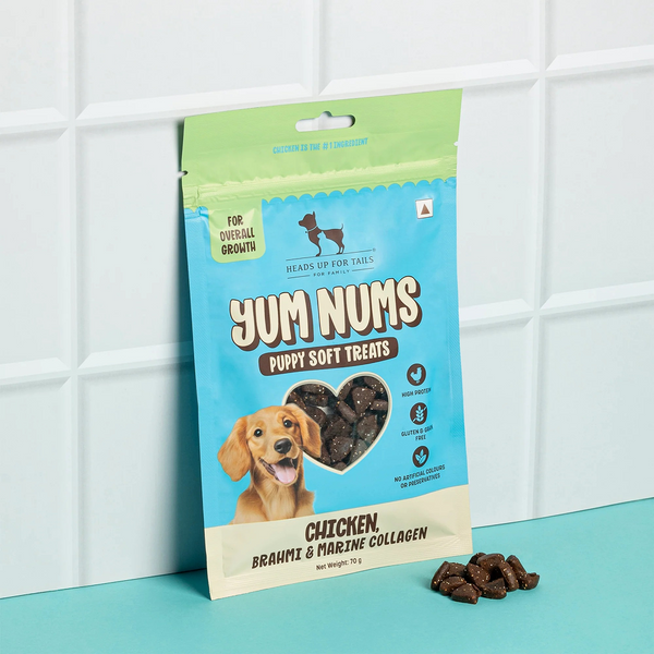 HUFT Yum Nums Chicken Brahmi and Marine Collagen Grain Free Soft Treats for Puppys