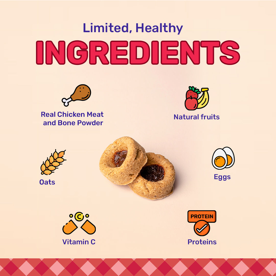 Heads Up For Tails Jammies - Chicken Filled With Mixed Fruit Jam Dog Treats - 100 g