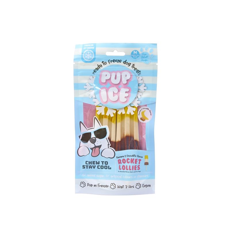 PUP ICE Ready to Freeze Rocket Lollies Dog Treats: Healthy,Prebiotics & Calcium Rich Edible Chew Snacks,No Added Sugar,No Artificial Colors or Flavors