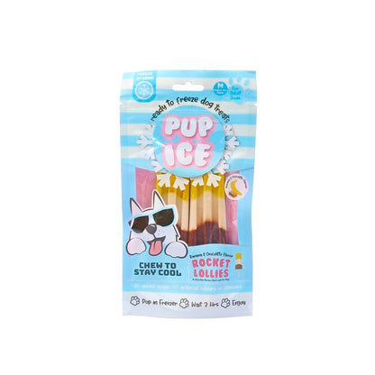 PUP ICE Ready to Freeze Rocket Lollies Dog Treats: Healthy,Prebiotics & Calcium Rich Edible Chew Snacks,No Added Sugar,No Artificial Colors or Flavors