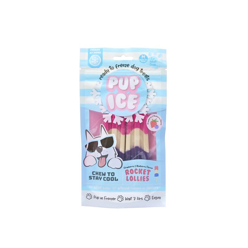PUP ICE Ready to Freeze Rocket Lollies Dog Treats: Healthy,Prebiotics & Calcium Rich Edible Chew Snacks,No Added Sugar,No Artificial Colors or Flavors