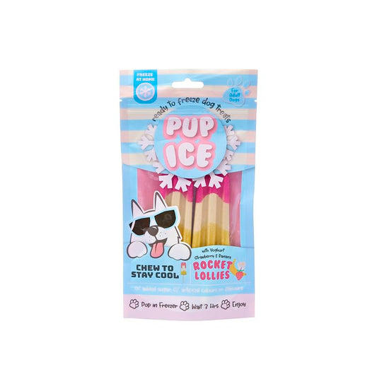 PUP ICE Ready to Freeze Rocket Lollies Dog Treats: Healthy,Prebiotics & Calcium Rich Edible Chew Snacks,No Added Sugar,No Artificial Colors or Flavors