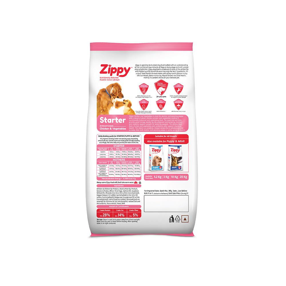 Zippy Starter Dry Dog Food | Pregnant Mother & Weaning Puppy, Real Chicken & Vegetables, Nutritionally Balanced Dog Food