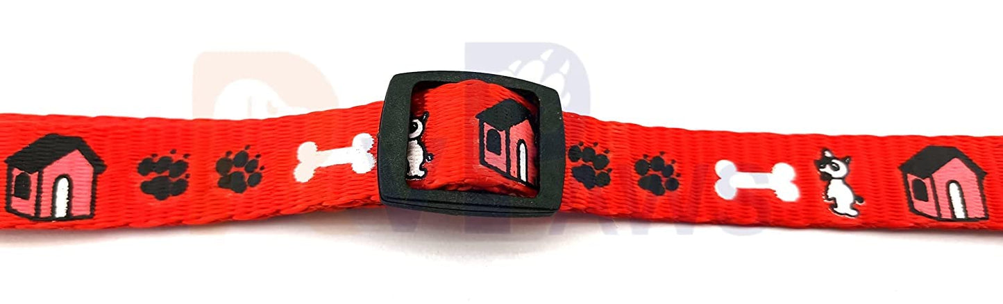 Dog Belt and Leash Set Puppy Printed, Adjustable Nylon Collar with Leash for Small and Medium Dogs, Quick Release and Breathable Collar Set for Puppies, Small Dog & Cat