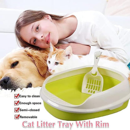 Cat Litter Tray Hygienic Litter Box Cat Litter Box Tray for Cats -1 Litter Box Tray + 1 Scoop Free