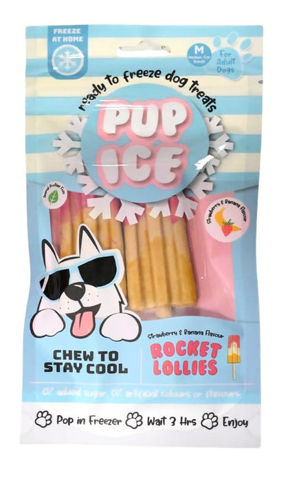 PUP ICE Ready to Freeze Rocket Lollies Dog Treats: Healthy,Prebiotics & Calcium Rich Edible Chew Snacks,No Added Sugar,No Artificial Colors or Flavors
