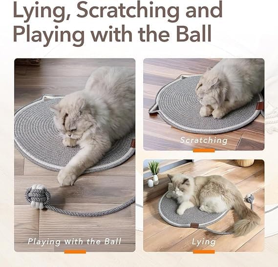Cotton Rope Scratch Pad, 15.7'' Round Horizontal Floor Scratching Mat for Indoor Cats, Furniture Protector for Wall, Couch, Carpets, Sofas