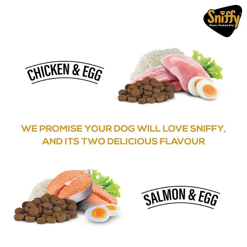 Sniffy Adult Dry Dog Food  | Real Chicken & Egg, Power Packed High Protein Diet for All Breeds