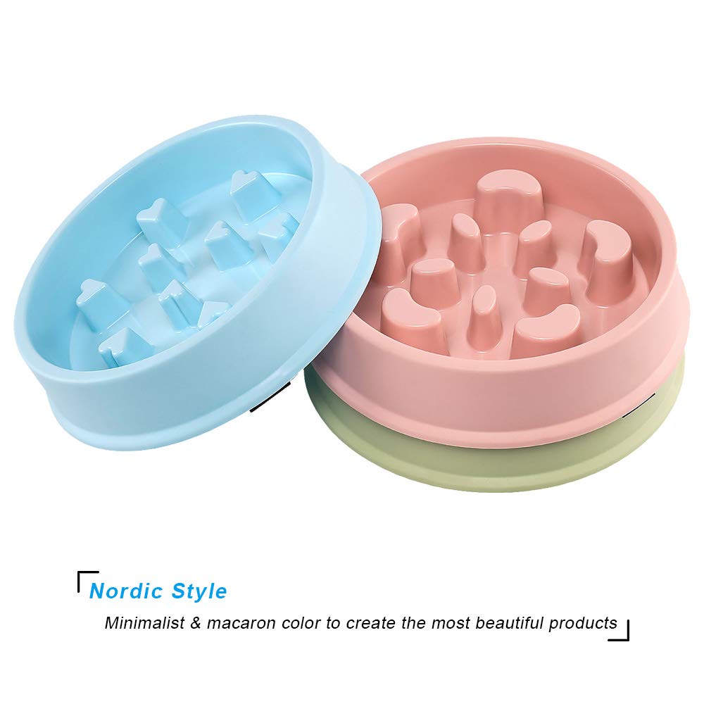 Slow Feeder Dog Bowl Fun Feeder No Chocking Slow Polypropylene Feeder Bloat Stop Food Water Bowl for Dog Cat with Funny Pattern