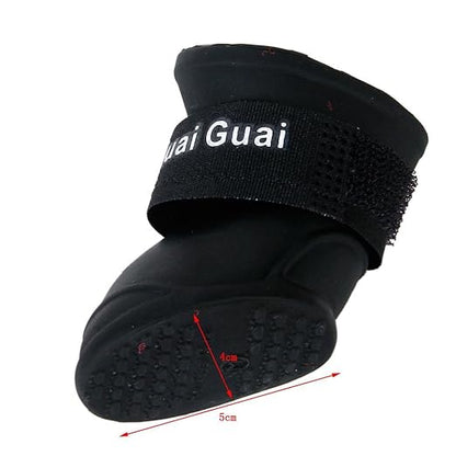 Pet Dog Waterproof Skidproof Rain Shoes Boot Size M Black|Anti-Slip Sole & Skid-Proof, Outdoor Rain Boots for Dogs, Four Ways Stretch Paw Protectors Shoe|