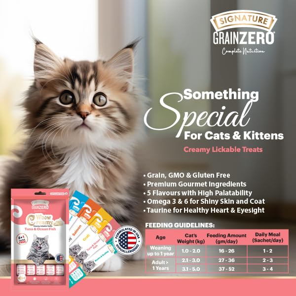 Grain Zero Creamy Lickable Cat Treats tuna nd ocean fish ,Rich in Protein, Promotes Hydration, No Artificial Preservatives | Best for Training and Bonding