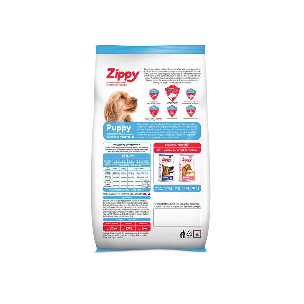 Zippy Puppy Dry Dog Food  /Real Chicken & Vegetables, Nutritionally Balanced Dog Food