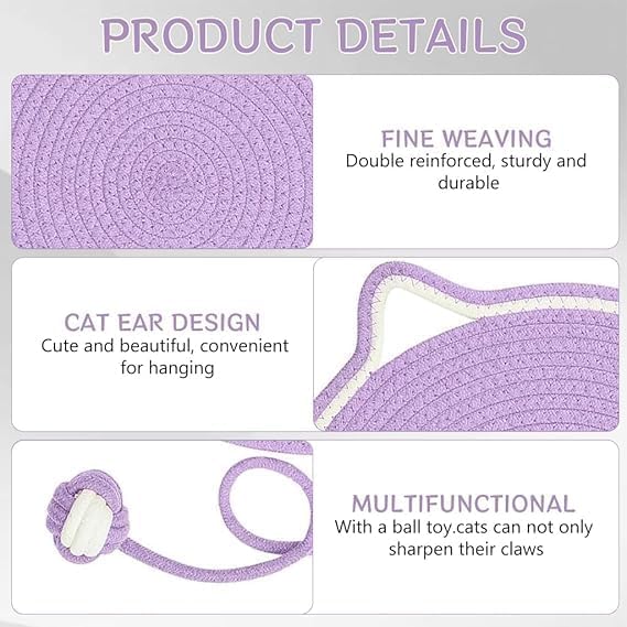 Cotton Rope Scratch Pad, 15.7'' Round Horizontal Floor Scratching Mat for Indoor Cats, Furniture Protector for Wall, Couch, Carpets, Sofas