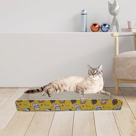Cat Scratch Pad with Catnip | Recycled Paper Corrugated Scratch Pad for Cats and Kittens| Scratcher for Cats and Kittens| Cat Toy for Cat and Kitten| (Flat Type)