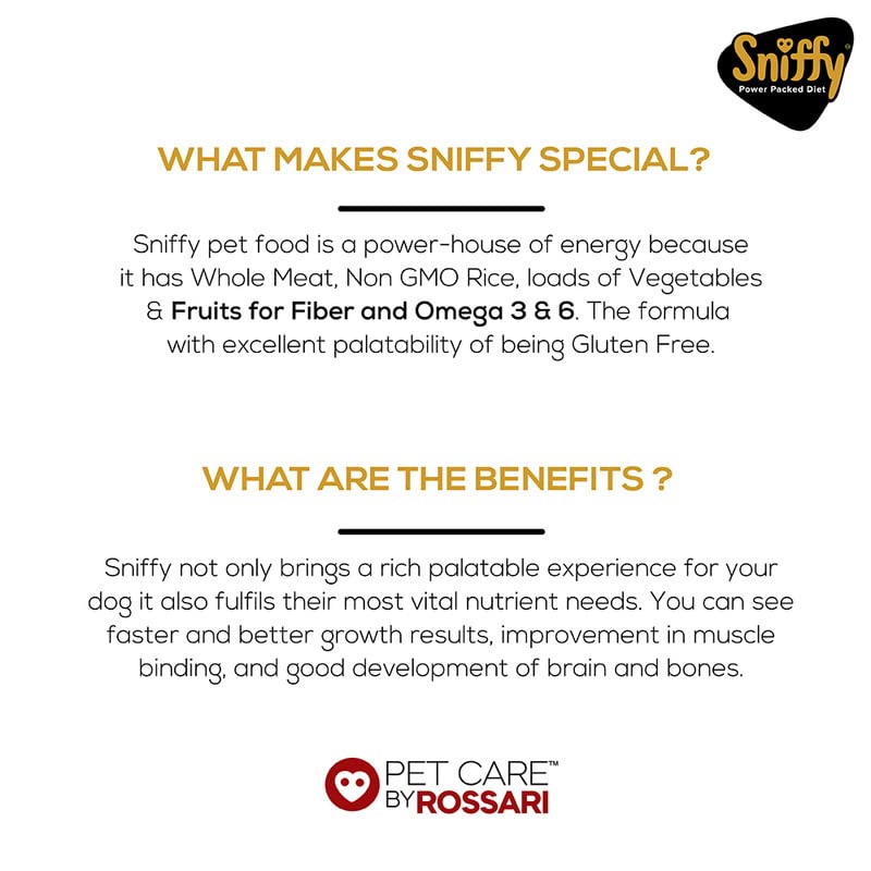 Sniffy Adult Dry Dog Food  | Real Chicken & Egg, Power Packed High Protein Diet for All Breeds