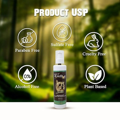 Oh My Dog Wild Pet Deodorant Spray Control Body Odour & Keep Coat Smelling Fresh for Dogs, Puppies, Cats and Kittens - 200ml