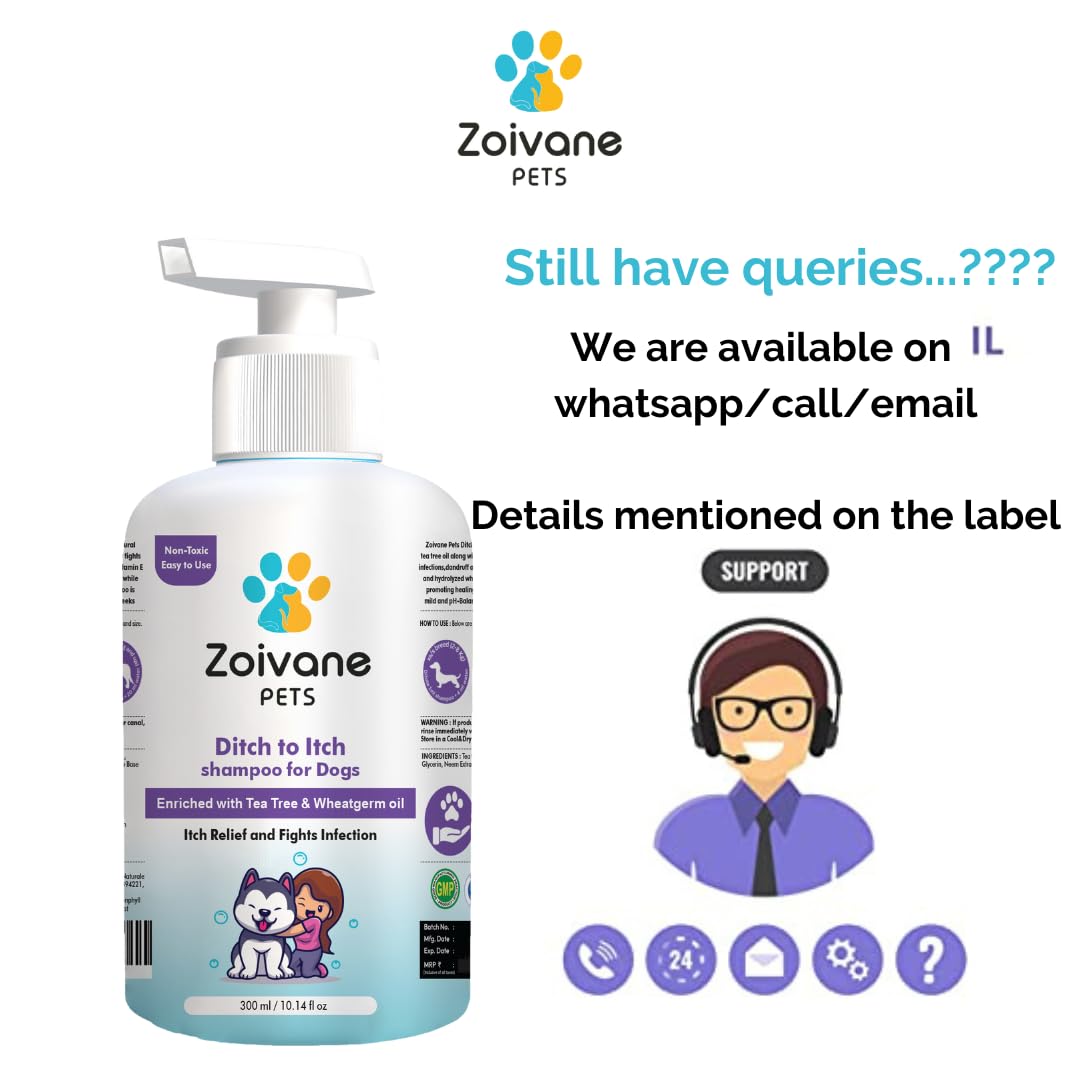 ZOIVANE Dog Shampoo - 300 Milliliter | Extra White 5 In 1 Dog Shampoo & Conditioner For Whitening, Glowing| Dog Shampoo German Shepherd, Labrador & Golden Retriever