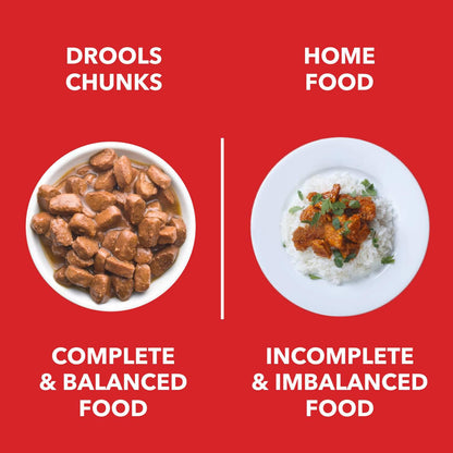 Drools  Wet Dog Food Real Chicken and Chicken Liver Chunks Gravy 0.9 Kg ..Pack of 6