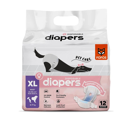 Fofos Disposable Dog Diapers (14 Pcs) | Female Dog Diapers Ultra Protection | Diapers for Dogs in Heat, Excitable Urination or Incontinence