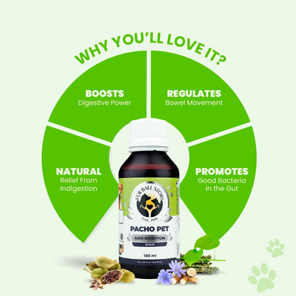 FUR BALL STORY Pacho Pet Digestive Syrup for Dogs & Cats  | Ayurvedic Pet Digestive Medicine | Relieves Indigestion, Promotes Gut Health