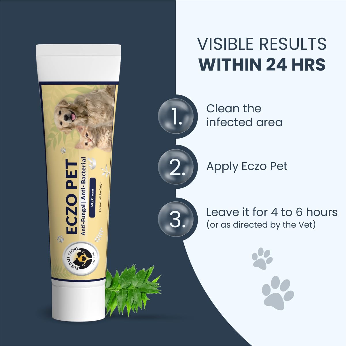 FUR BALL STORY Eczo Pet Ayurvedic Cream for Dogs & Cats | Herbal Ointment with Neem & Bakuchi | Treats Fungal & Bacterial Infections, Itching, Ringworm, Eczema